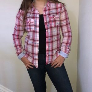 Plaid Pink Button Up